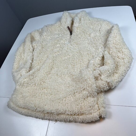 Weatherproof vintage sherpa women sweater teddy bear 1/4 zip lined cream size S - Picture 3 of 9